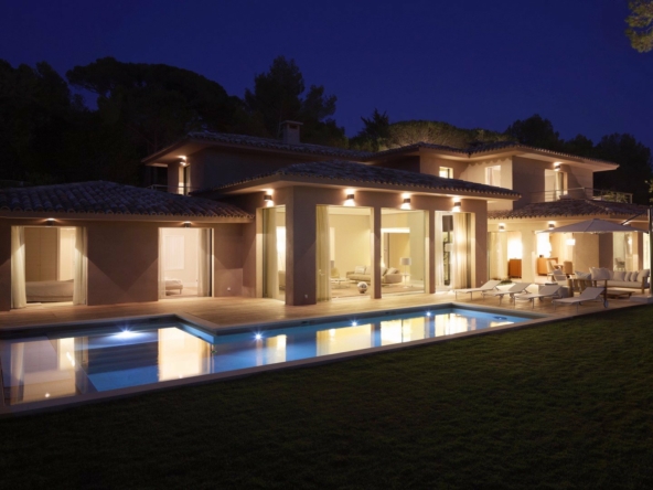 villa-palm-trees by night